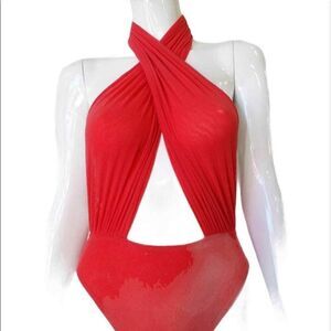Lurex Vintage 1980 Wrap Top One Piece Swimsuit